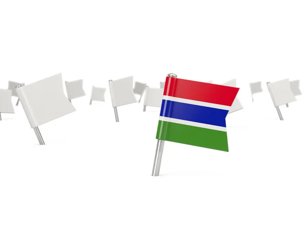 Square pin with flag of gambia — Stock Photo, Image