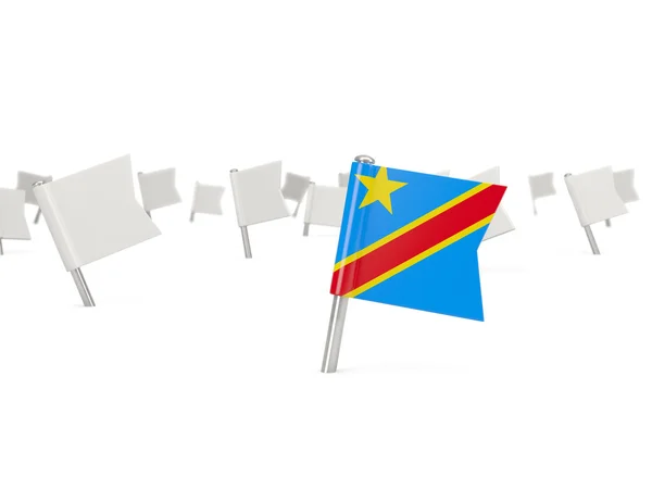 काँगो लोकशाही प्रजासत्ताक ध्वज स्क्वेअर पिन — स्टॉक फोटो, इमेज