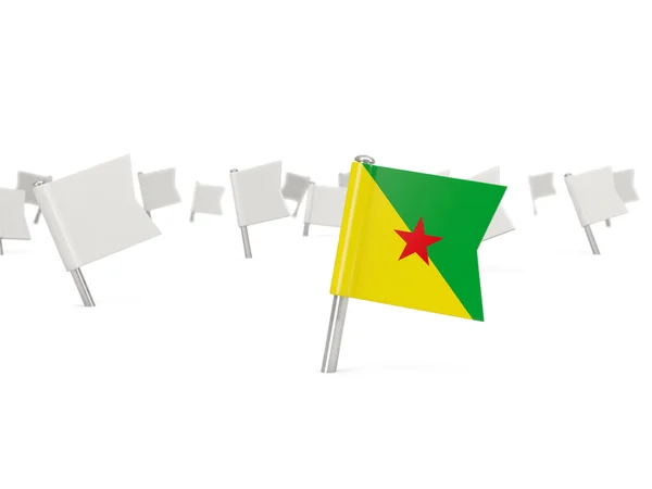 Square pin with flag of french guiana — Stock Photo, Image