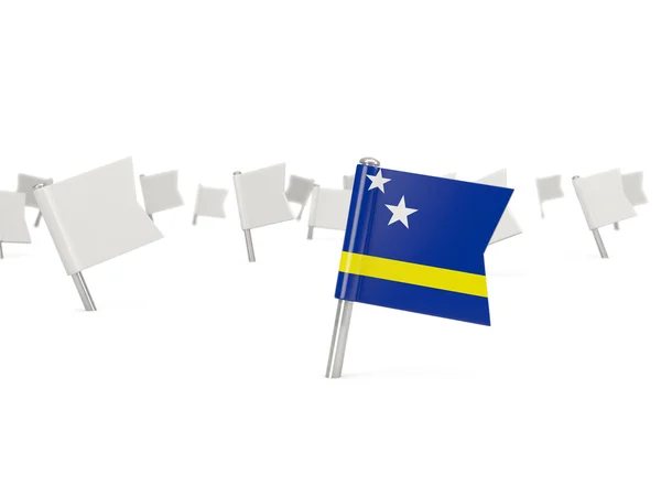 Vierkante pin met vlag van Curaçao — Stockfoto