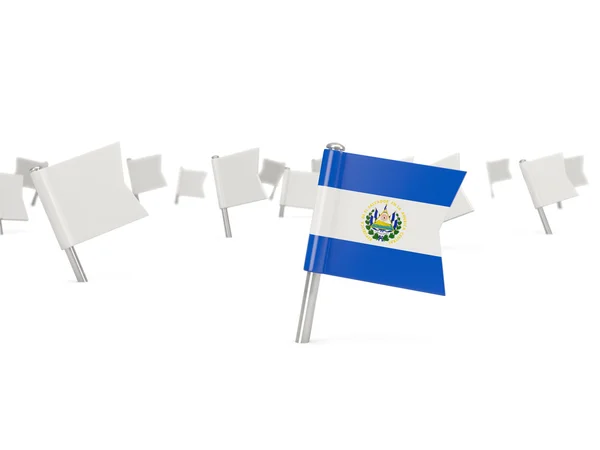 Square pin with flag of el salvador — Stock Photo, Image