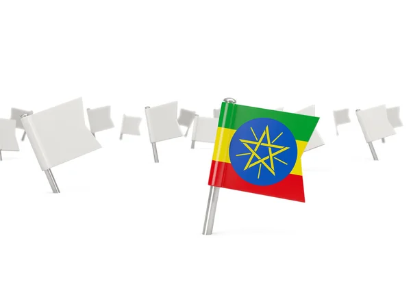 Square pin with flag of ethiopia — Stock Photo, Image