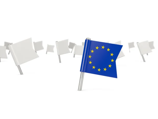 Pino quadrado com bandeira da união europeia — Fotografia de Stock