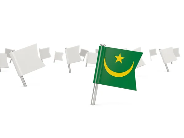 Pin cuadrado con bandera de mauritania — Foto de Stock