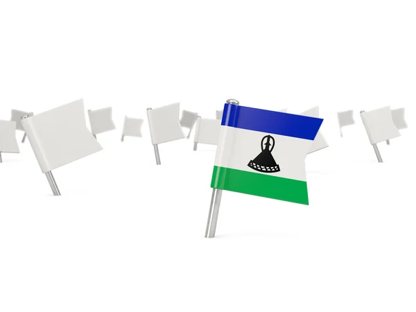 Pino quadrado com bandeira de lesotho — Fotografia de Stock