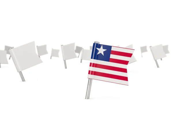 Square pin with flag of liberia — Stock Photo, Image