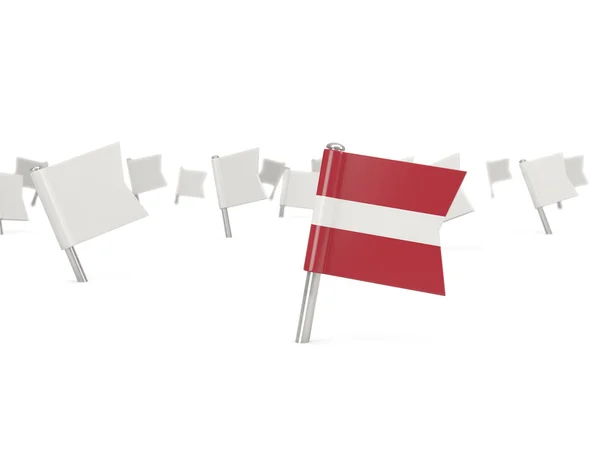 ラトビアの旗とスクエア ・ ピン — ストック写真