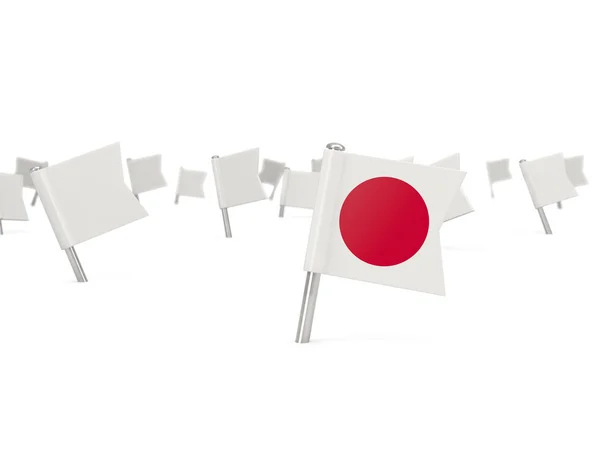 Квадратний pin з прапор Японії — стокове фото