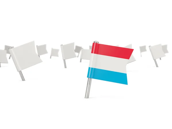 Fyrkantiga stift med flagga av Luxemburg — Stockfoto
