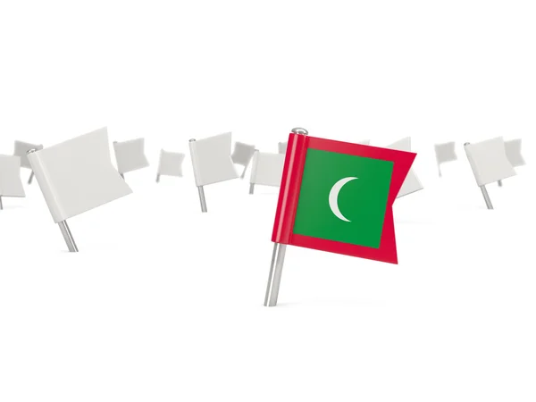 Épinglette carrée avec drapeau des Maldives — Photo