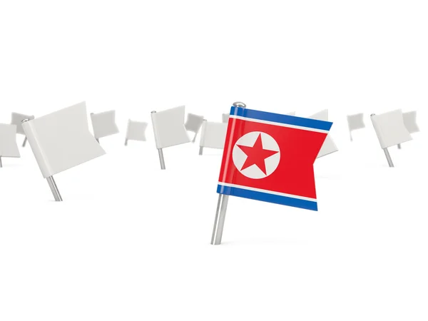 Kuzey Kore bayrağı ile PIN kare — Stok fotoğraf