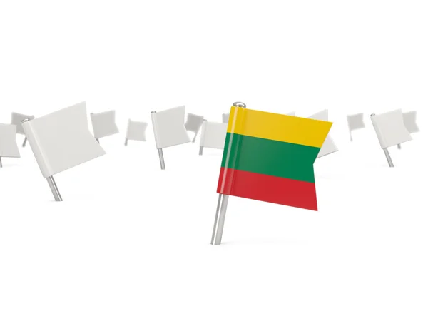 Kwadrat pin z banderą Litwy — Zdjęcie stockowe