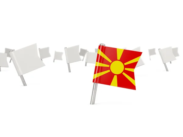 Fyrkantiga stift med flagga Makedonien — Stockfoto