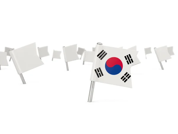 方形带国旗的韩国南针 — 图库照片