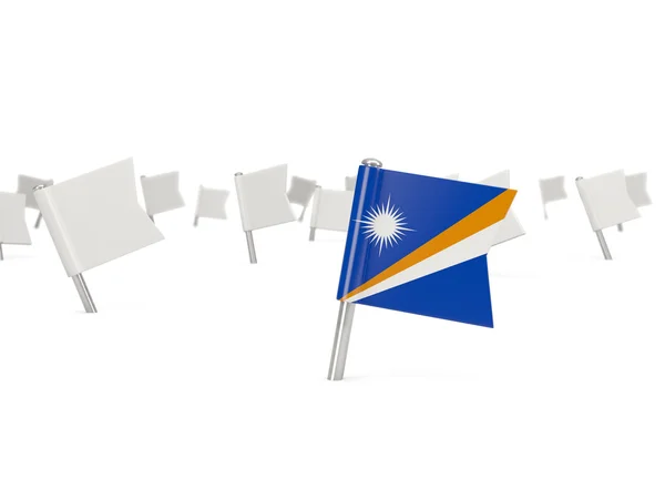 Square pin with flag of marshall islands — Stock Photo, Image