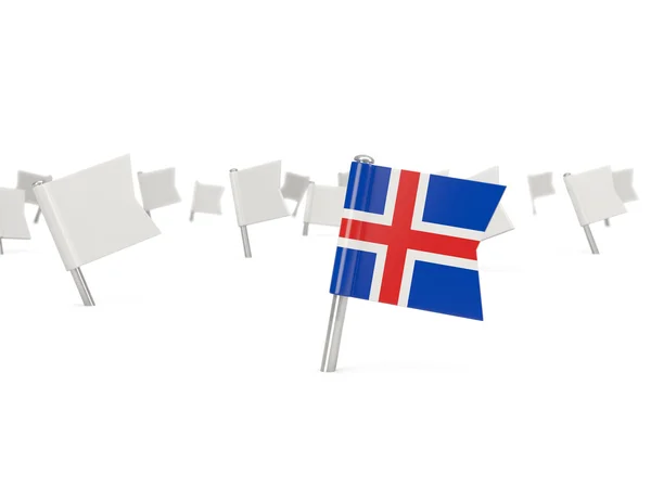 Pin cuadrado con bandera de iceland — Foto de Stock