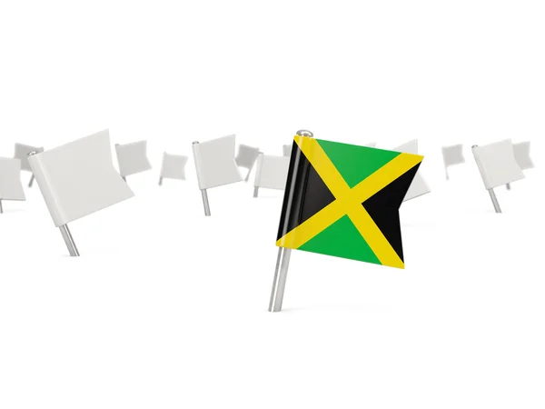 Square pin with flag of Jamaica — стоковое фото