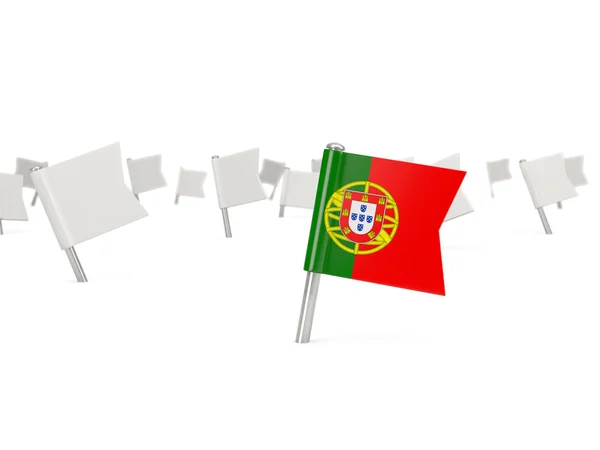 Pin cuadrado con bandera de portugal —  Fotos de Stock