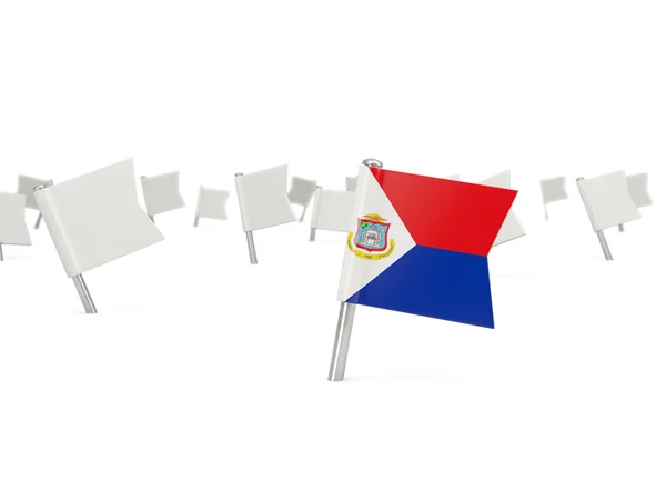 Square pin with flag of sint maarten — Stock Photo, Image
