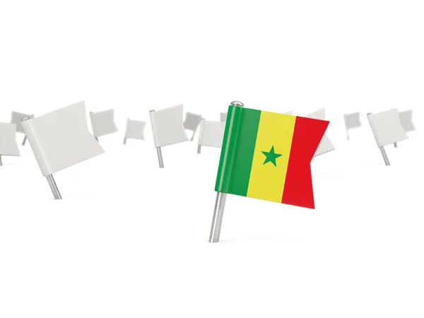 Square pin with flag of senegal — Stock Photo, Image