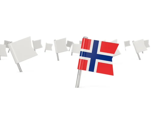 Pino quadrado com bandeira de norway — Fotografia de Stock