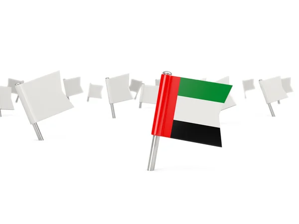 Pino quadrado com bandeira de emirados árabes unidos — Fotografia de Stock