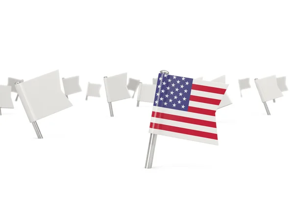 Square pin with flag of united states of america — Stock Photo, Image
