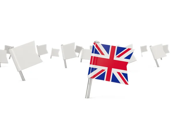 Square pin with flag of united kingdom — Stock Photo, Image