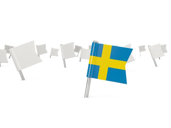 Quadratische Nadel mit schwedischer Flagge — Stockfoto