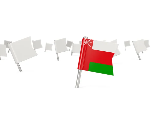 Pin cuadrado con bandera de Oman — Foto de Stock