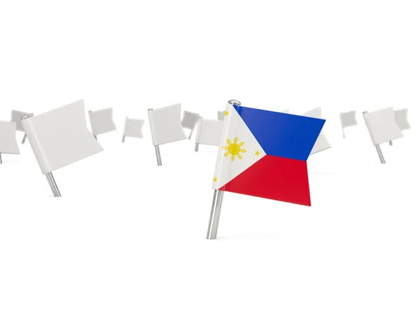 Квадратная булавка с флагом Филиппин — стоковое фото