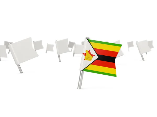 Vierkante pin met vlag van zimbabwe — Stockfoto