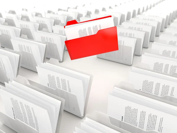 Red folder in a row — Stock Photo, Image