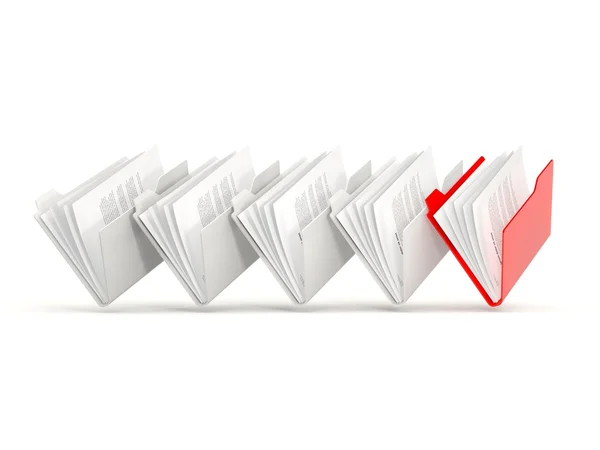 Red folder in a row — Stock Photo, Image