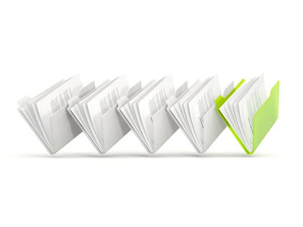 Green folder in a row — Stock Photo, Image