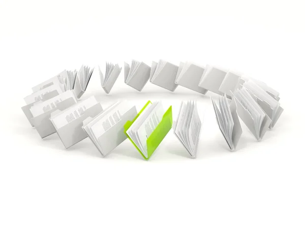 Green folder in a row — Stock Photo, Image