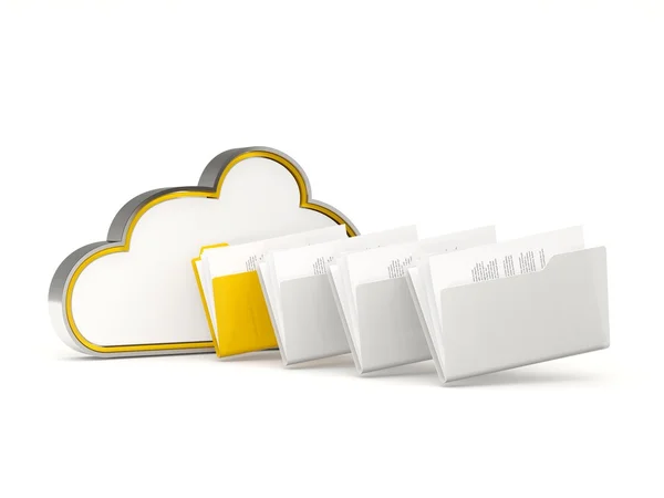 Icono de unidad de nube amarilla con carpetas — Foto de Stock
