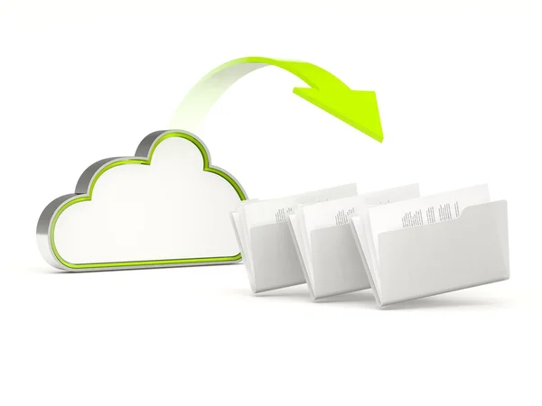Yeşil bulut sürücü simgesini klasörlerle — Stok fotoğraf