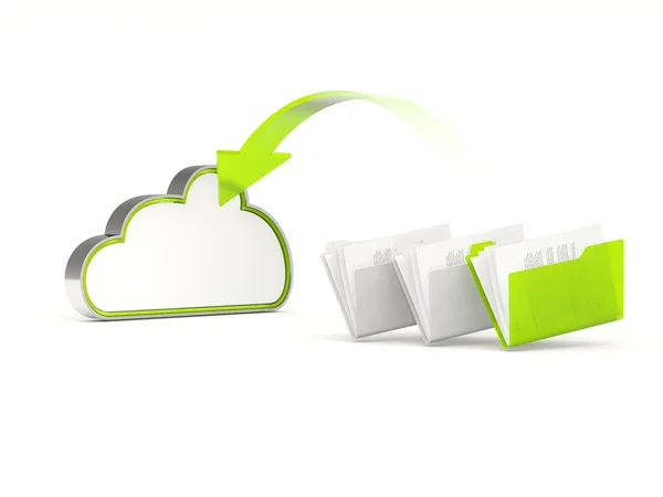 Green cloud drive icon with folders — Stock Photo, Image