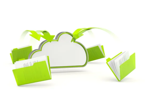 Green cloud drive icon with folders — Stock Photo, Image