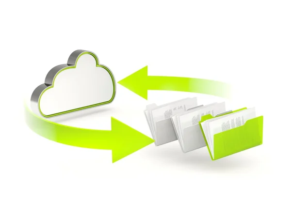 Yeşil bulut sürücü simgesini klasörlerle — Stok fotoğraf