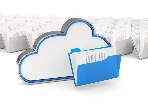 Blaues Cloud-Laufwerk-Symbol mit Ordnern — Stockfoto