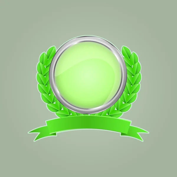 Emblema verde rotondo — Vettoriale Stock