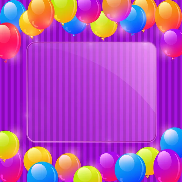 框架与五颜六色的党气球 — 图库矢量图片