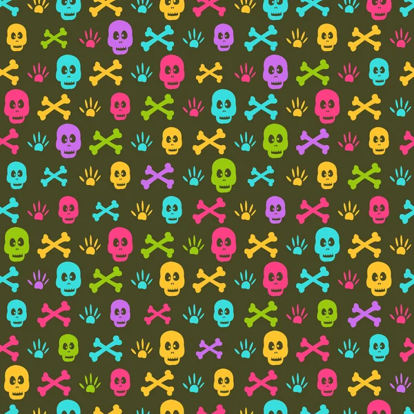 Halloween Seamless Pattern with Skulls — Stock Vector