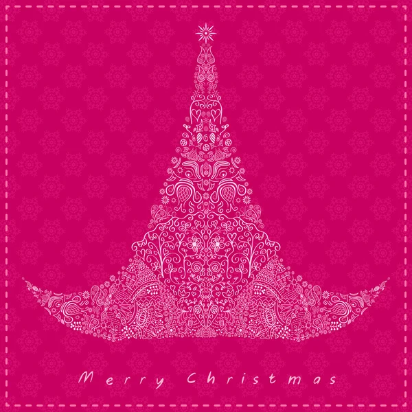 渦巻き模様の描かれたクリスマス ツリー — ストックベクタ