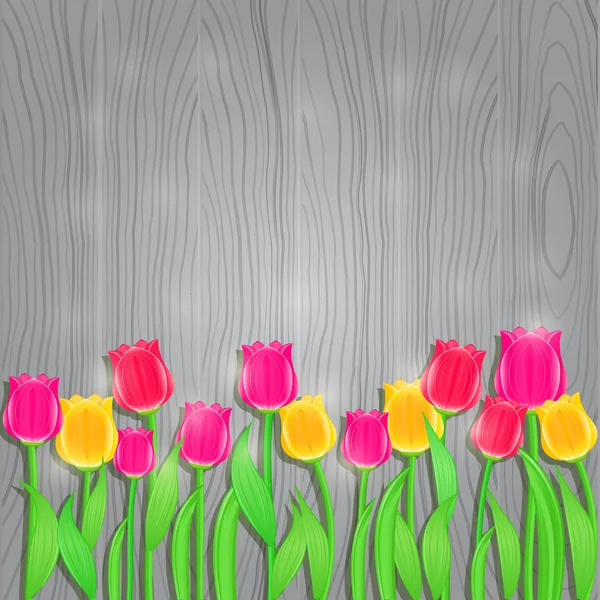Tarjeta con tulipanes rojos — Vector de stock