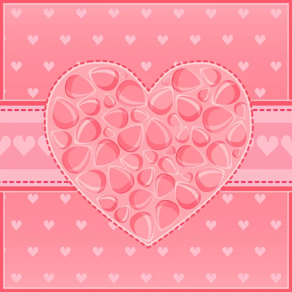 Cœur de pétales de fleurs rouges Carte de souhaits — Image vectorielle
