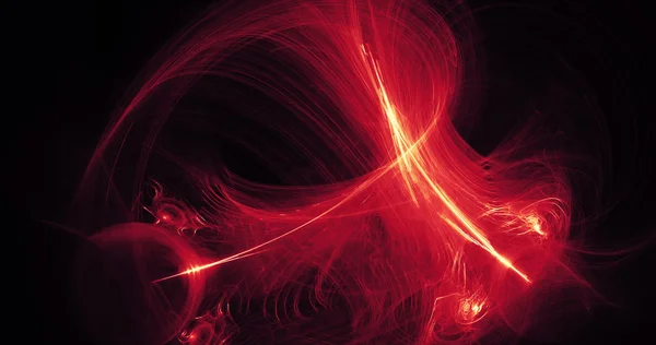 赤と黄色の抽象的な線の曲線と粒子 — ストック写真