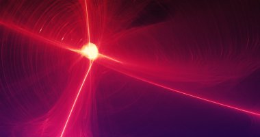 Soyut kırmızı sarı çizgiler eğrileri parçacıklar tasarım